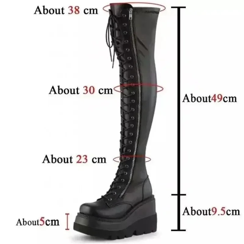 Wedges Long Boots for Women Autumn Winter Over-the-knee Boots Cosplay High Platform Women Boots New High Heel Gothic