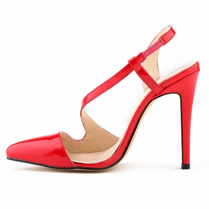 LOSLANDIFEN New Women Pumps Pointed Toe Stiletto High Heels Shoes Sexy Summer Autumn Ladies Red Wedding Leather 302-15PA