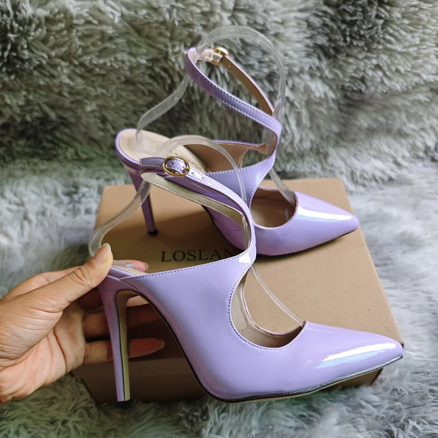 Women Ankle Strap Sandals Stilettos Sexy Hollow Pumps 11cm Pointed Toe High Heels Nighclub Party Dress Wedding Jazz Dance Shoes