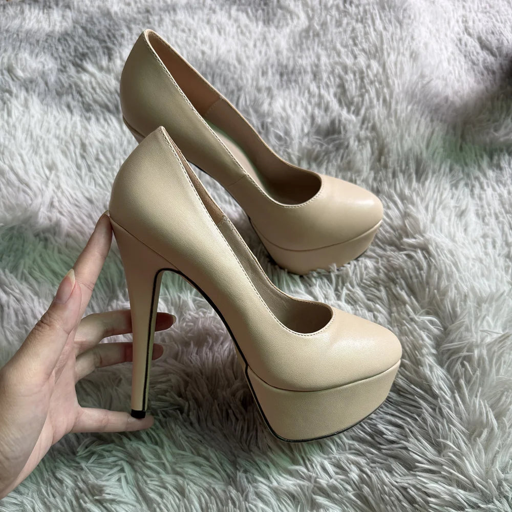Women Platform High Heels Sexy Pumps Matte Round Toes 14cm Extremely Stripper Pole Dance Stilettos Party Dress Wedding Shoes