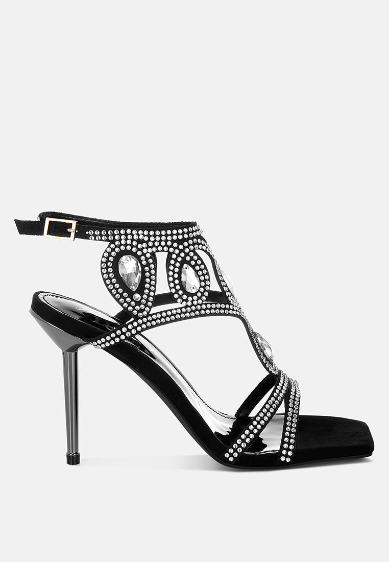 Fialka Diamante & Rhinestones Stiletto Sandals