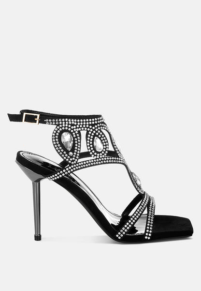 Fialka Diamante & Rhinestones Stiletto Sandals