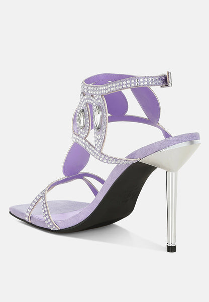 Fialka Diamante & Rhinestones Stiletto Sandals
