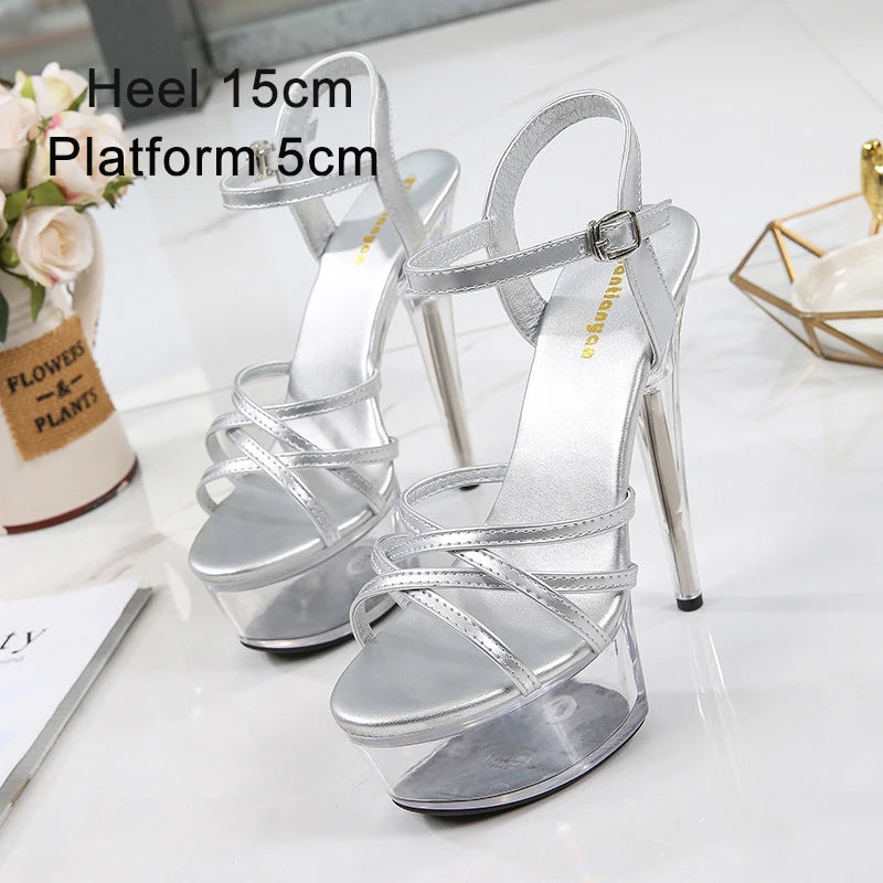 Crystal Show Stripper Heels Clear Shoes Women 2020 Platforms High Heels Sandals Female Transparent Sexy Wedding Shoes Slipper