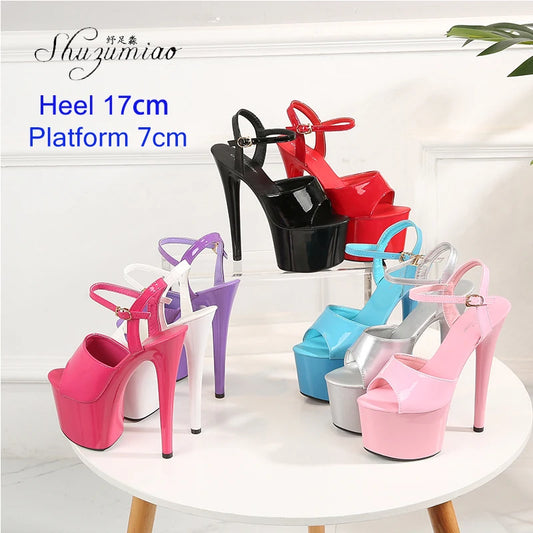 Women Shoes Sexy Thick Bottom Sandals 13 15 17 20cm Platform Girls Shoe High Heels Party Club Stripper Shoes Steel Tube Dancing