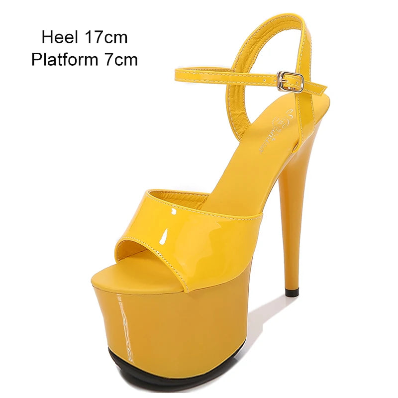 Women Shoes Sexy Thick Bottom Sandals 13 15 17 20cm Platform Girls Shoe High Heels Party Club Stripper Shoes Steel Tube Dancing