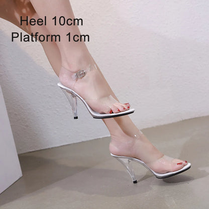 Crystal Show Stripper Heels Clear Shoes Women 2020 Platforms High Heels Sandals Female Transparent Sexy Wedding Shoes Slipper