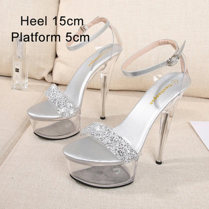 Crystal Show Stripper Heels Clear Shoes Women 2020 Platforms High Heels Sandals Female Transparent Sexy Wedding Shoes Slipper