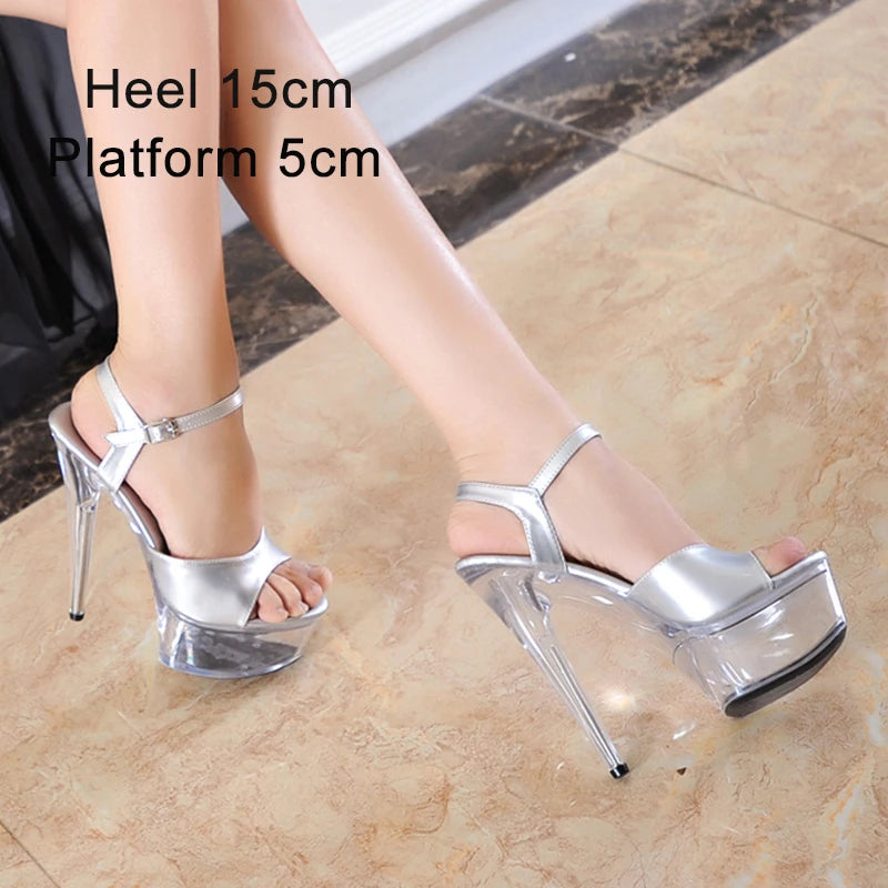 Crystal Show Stripper Heels Clear Shoes Women 2020 Platforms High Heels Sandals Female Transparent Sexy Wedding Shoes Slipper