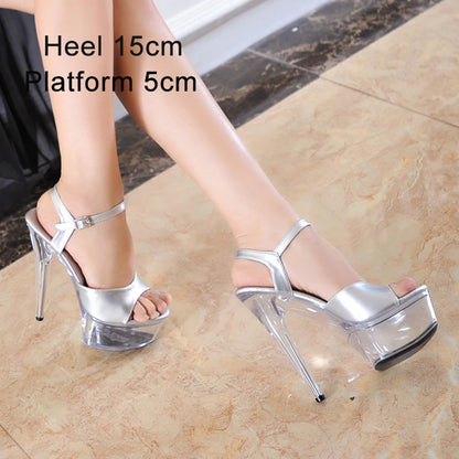 Crystal Show Stripper Heels Clear Shoes Women 2020 Platforms High Heels Sandals Female Transparent Sexy Wedding Shoes Slipper