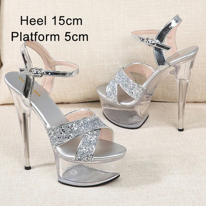 Crystal Show Stripper Heels Clear Shoes Women 2020 Platforms High Heels Sandals Female Transparent Sexy Wedding Shoes Slipper