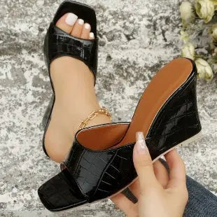 Women's leather wedges, mules, summer slippers, square parkas, high heels, gladiator sandals, flip flops