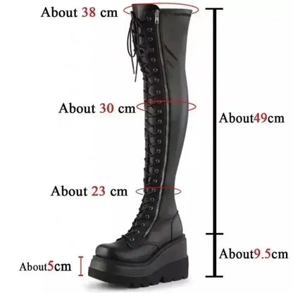 Wedges Long Boots for Women Autumn Winter Over-the-knee Boots Cosplay High Platform Women Boots New High Heel Gothic
