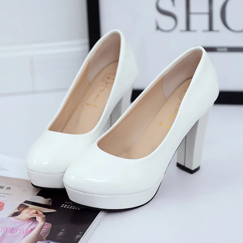 Europe America Women's High Heels Sexy Women's Pumps  Fashion Elegant Leather Shoes Upscale Designer Brand Lady Shoes Large Size