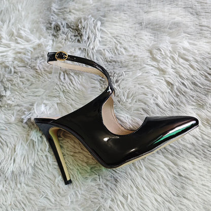 Women Ankle Strap Sandals Stilettos Sexy Hollow Pumps 11cm Pointed Toe High Heels Nighclub Party Dress Wedding Jazz Dance Shoes