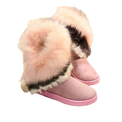 Shoes for Women Fur Boots Winter Warm Ankle Boots for Women Snow Shoes Round Toe Slip on Female Flock Snow Boot Ladies Shoes