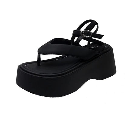 Women Heeled Sandals High Heels Clip Toe Shoes Platform Buckle Flip Flops 2025 Summer Fashion Pumps Slingback Sandalias De Mujer