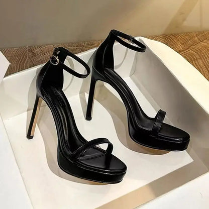 One-word Strap High Heels Stiletto Waterproof Table Sexy Sandals Women's New Models in Summer 2025