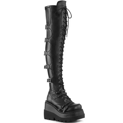 Wedges Long Boots for Women Autumn Winter Over-the-knee Boots Cosplay High Platform Women Boots New High Heel Gothic