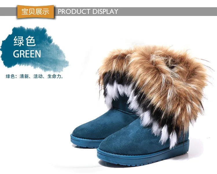 Shoes for Women Fur Boots Winter Warm Ankle Boots for Women Snow Shoes Round Toe Slip on Female Flock Snow Boot Ladies Shoes