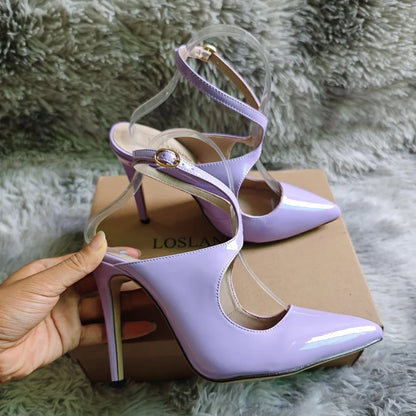 Women Ankle Strap Sandals Stilettos Sexy Hollow Pumps 11cm Pointed Toe High Heels Nighclub Party Dress Wedding Jazz Dance Shoes