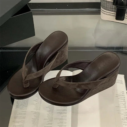 Summer Leopard Print Slides Clip Toe Platform sandals Wedges Women Slippers Fashion Thick Bottom High Heels Flip Flops Shoes