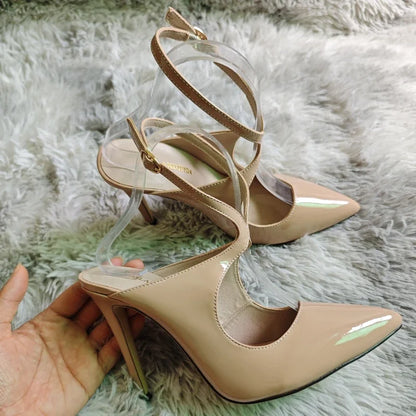 Women Ankle Strap Sandals Stilettos Sexy Hollow Pumps 11cm Pointed Toe High Heels Nighclub Party Dress Wedding Jazz Dance Shoes