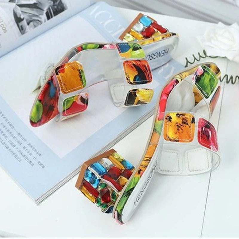 Fashion Women's Shoes Summer New Styles Thick Heels High Heels Anti Slip Comfortable Slippers Simple Lightweight Women's Sandals