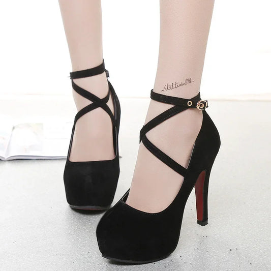 2025 Super High Heels 14cm Pumps Shoes for Women Night Club Waterproof Platform Professional Black Girl Fashion Versatile Shoes