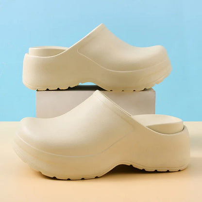 Summer Women 6 Platform 6.5cm High Heels Slippers Female Slip on Fashion Lady Internal Elevation Casual Beach Slides