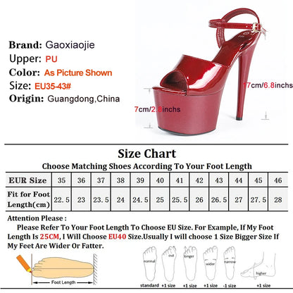 2025 Pole Dance Shoes Stripper High Heels Women's Sexy Show Shoes Sandals Party Club 17 CM Platform High-heeled Wedding Footwear