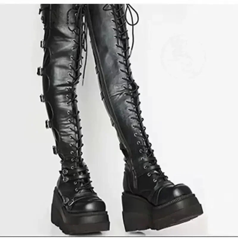 Wedges Long Boots for Women Autumn Winter Over-the-knee Boots Cosplay High Platform Women Boots New High Heel Gothic