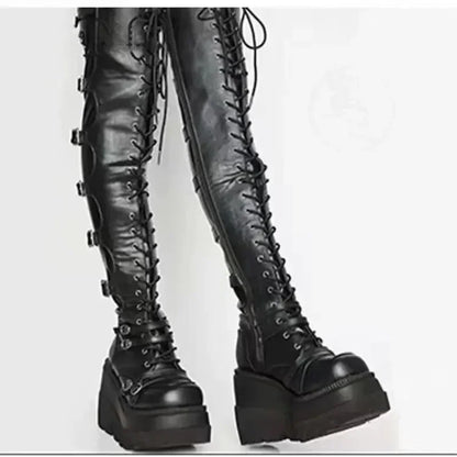 Wedges Long Boots for Women Autumn Winter Over-the-knee Boots Cosplay High Platform Women Boots New High Heel Gothic
