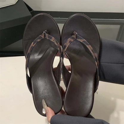 Summer Leopard Print Slides Clip Toe Platform sandals Wedges Women Slippers Fashion Thick Bottom High Heels Flip Flops Shoes