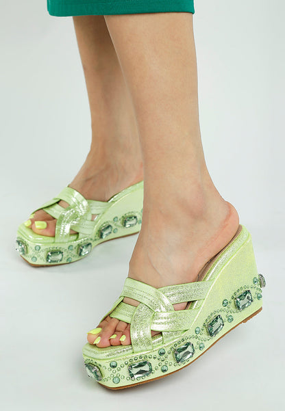 Blistronic Chunky Diamante & Rhinestone Cut-Out Sandals