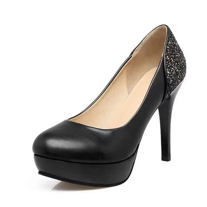 2021 Leather Shoes Woman High Heels Women Platforms Pumps Thick Heel Mixed-colors Fashion Pointed toe Brown