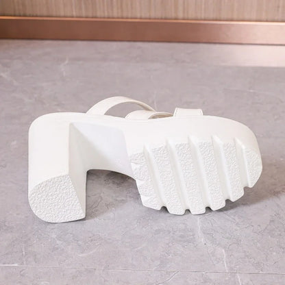 2025 Summer High Heels Slides Ladies Block Heel Platform Slippers Women Wedding Shoes New Big Size Thick Bottom Heel Slippers