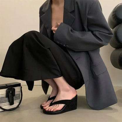 Summer Leopard Print Slides Clip Toe Platform sandals Wedges Women Slippers Fashion Thick Bottom High Heels Flip Flops Shoes