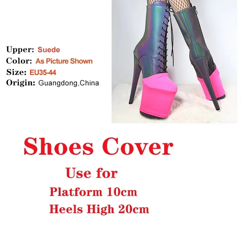 New Durable Suede Shoes Cover 20cm Super High Heels Pole Dancing Boots 10CM Platform Protection Cover Training Shoes Protector