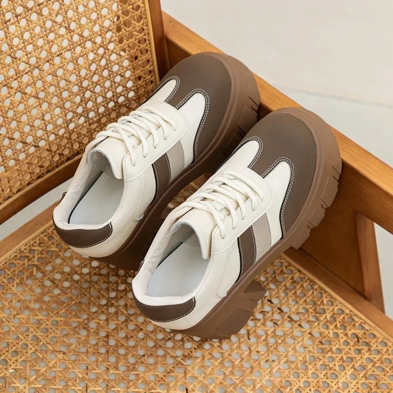 High Heels Ladies Spring New 11cm Fashion Women's Shoes Platform Genuine Leather Lace-up Ladies Shoes