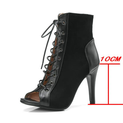 European Style Sexy Thin High Heels Jazz Dance Sandals for Women's Open Toe Gladiator Ladies Dancing Heels Shoes Black Size 47