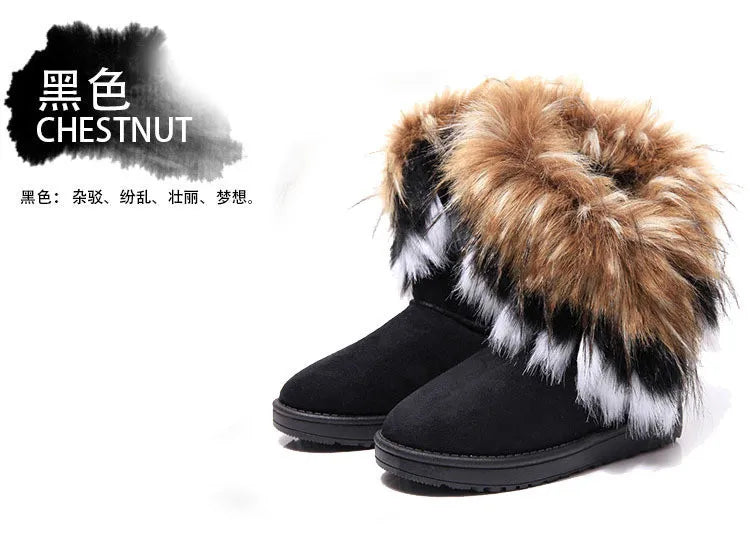 Shoes for Women Fur Boots Winter Warm Ankle Boots for Women Snow Shoes Round Toe Slip on Female Flock Snow Boot Ladies Shoes