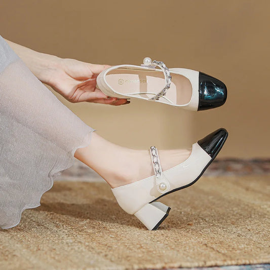 Ballerinas Woman 2025 Nurse Shoes Elegant Square Toe Low Heels Ballet Nursing New Summer Mary Janes Summer Shoes Ladies Low Heel