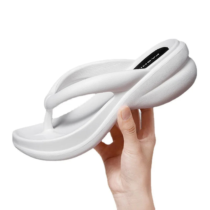 Women Sand Beach Flip Flops Wedge Heels Outside The Seaside Beach Sandals Thick-bottomed Flip-flops Outdoor Slides Summer Shoes