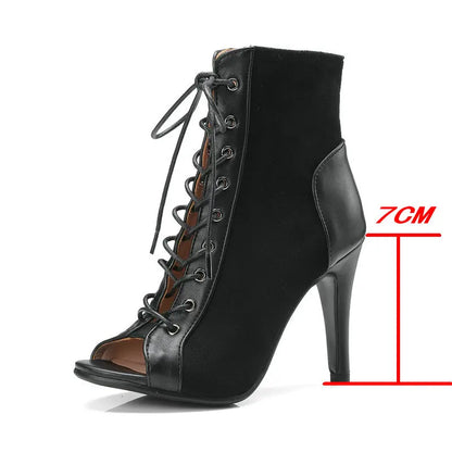 European Style Sexy Thin High Heels Jazz Dance Sandals for Women's Open Toe Gladiator Ladies Dancing Heels Shoes Black Size 47