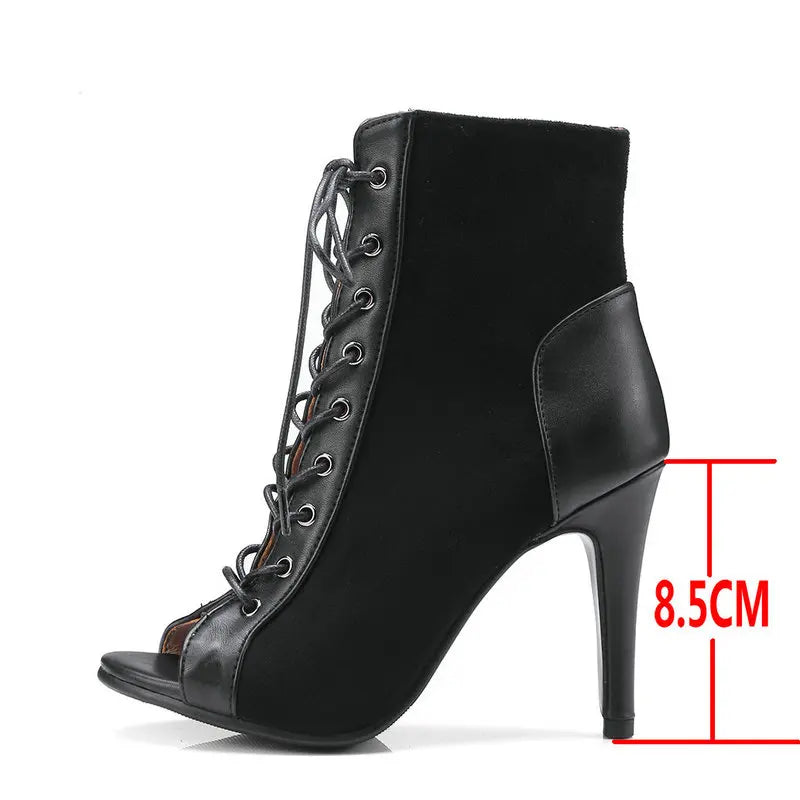 European Style Sexy Thin High Heels Jazz Dance Sandals for Women's Open Toe Gladiator Ladies Dancing Heels Shoes Black Size 47