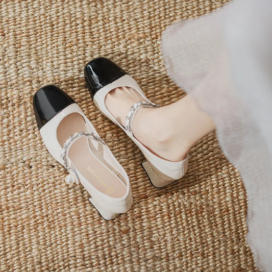 Ballerinas Woman 2025 Nurse Shoes Elegant Square Toe Low Heels Ballet Nursing New Summer Mary Janes Summer Shoes Ladies Low Heel