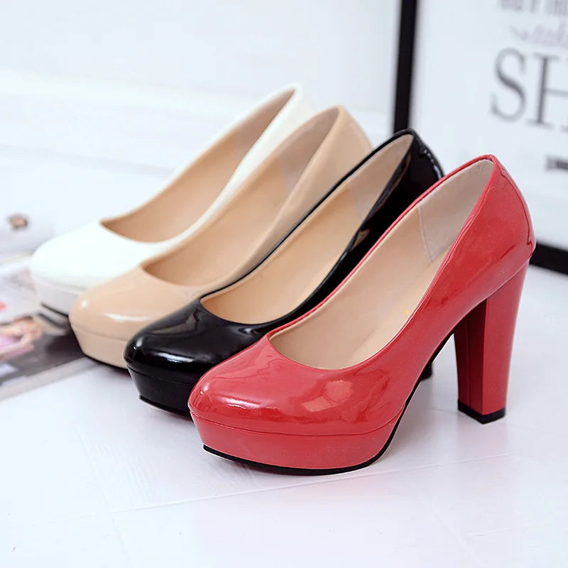 Europe America Women's High Heels Sexy Women's Pumps  Fashion Elegant Leather Shoes Upscale Designer Brand Lady Shoes Large Size