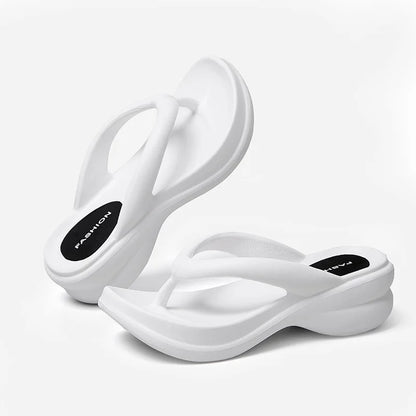 Women Sand Beach Flip Flops Wedge Heels Outside The Seaside Beach Sandals Thick-bottomed Flip-flops Outdoor Slides Summer Shoes