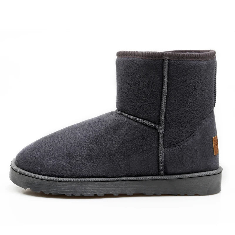 Brown Suede Men's Winter Boots Outdoor Warm Plush Snow Boots Men Fur Ankle Boots for Women Slip On Cotton Shoes botas masculino